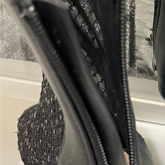 Elegant Black Mesh Open Toe Ankle Pumps 7.5 - Picture 5 of 8